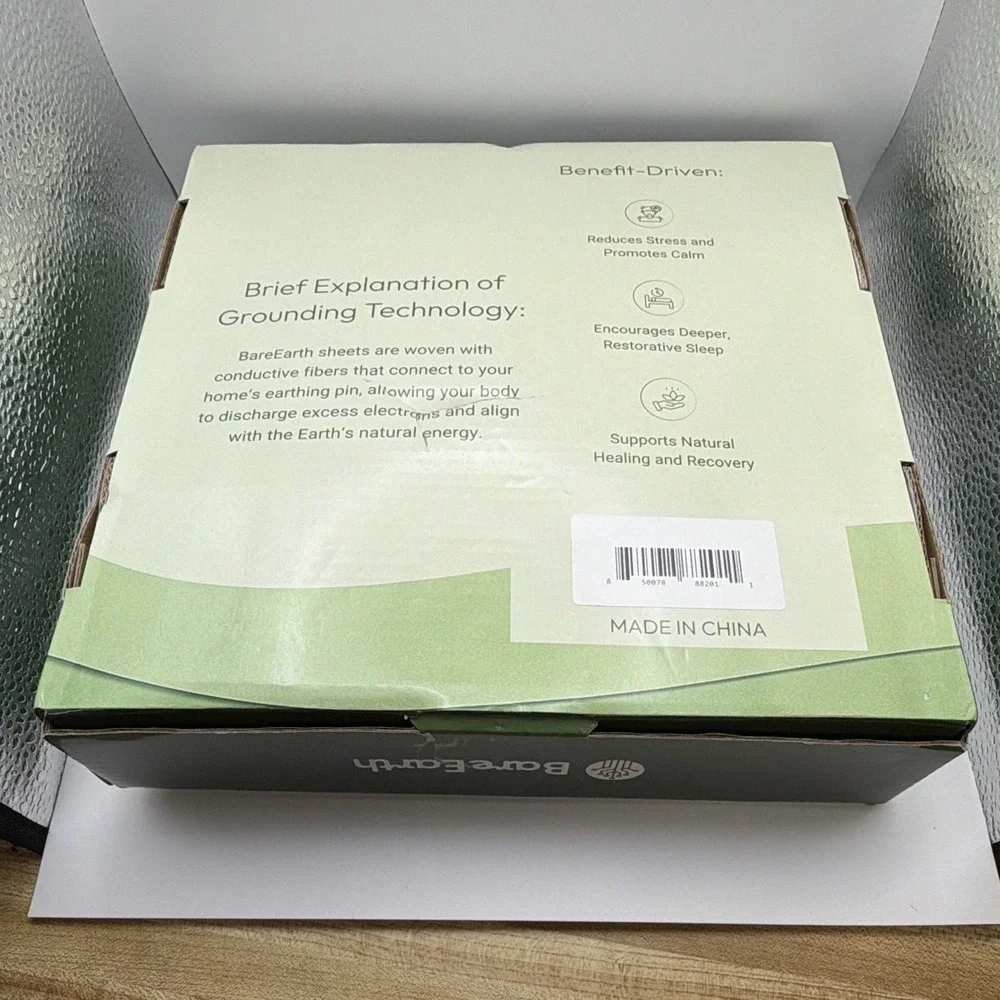 BareEarth Grounding Fitted Sheet Single/Twin Gray Sheet Sealed Open Box